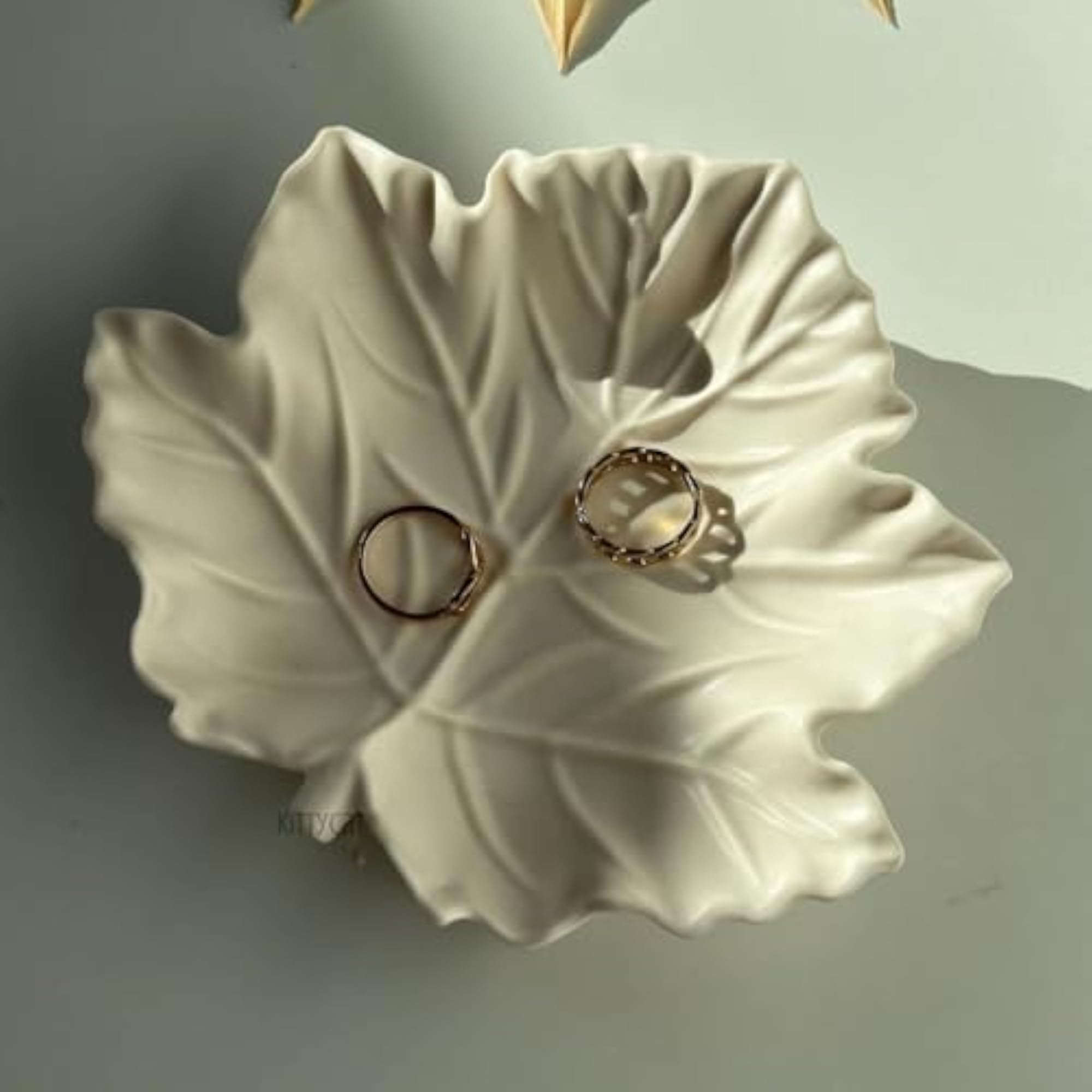 Leaf Concrete Jewelry Tray, Aesthetic Trinket Dish